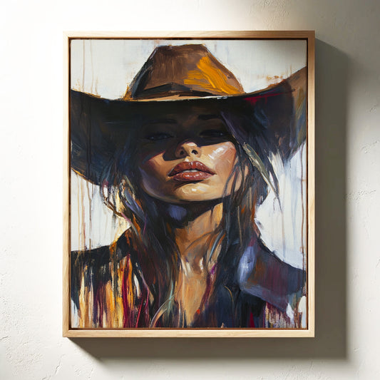Gallery image 15 for Shadowed Cowgirl Canvas – Western Femme Fatale Wall Art