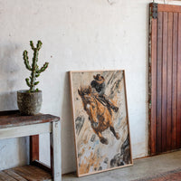Gallery image 3 for Downhill Cowboy Canvas – Western Action Horseback Painting