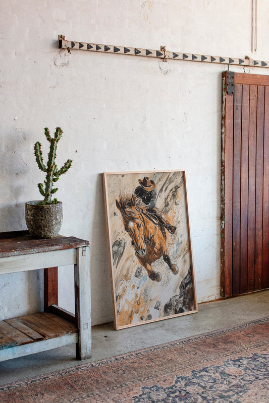 Gallery image 3 for Downhill Cowboy Canvas – Western Action Horseback Painting