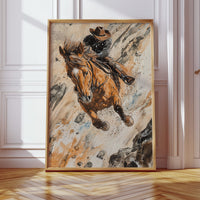 Gallery image 4 for Downhill Cowboy Canvas – Western Action Horseback Painting