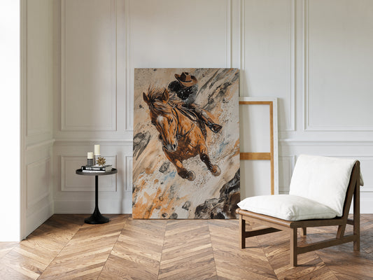 Gallery image 6 for Downhill Cowboy Canvas – Western Action Horseback Painting