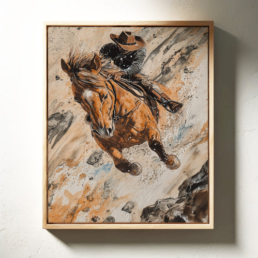 Gallery image 9 for Downhill Cowboy Canvas – Western Action Horseback Painting