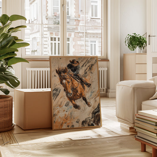 Gallery image 10 for Downhill Cowboy Canvas – Western Action Horseback Painting