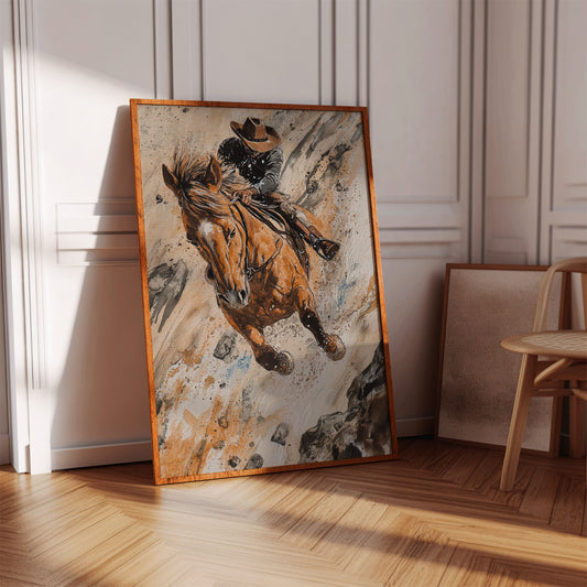 Gallery image 13 for Downhill Cowboy Canvas – Western Action Horseback Painting