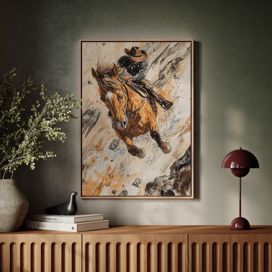 Gallery image 15 for Downhill Cowboy Canvas – Western Action Horseback Painting