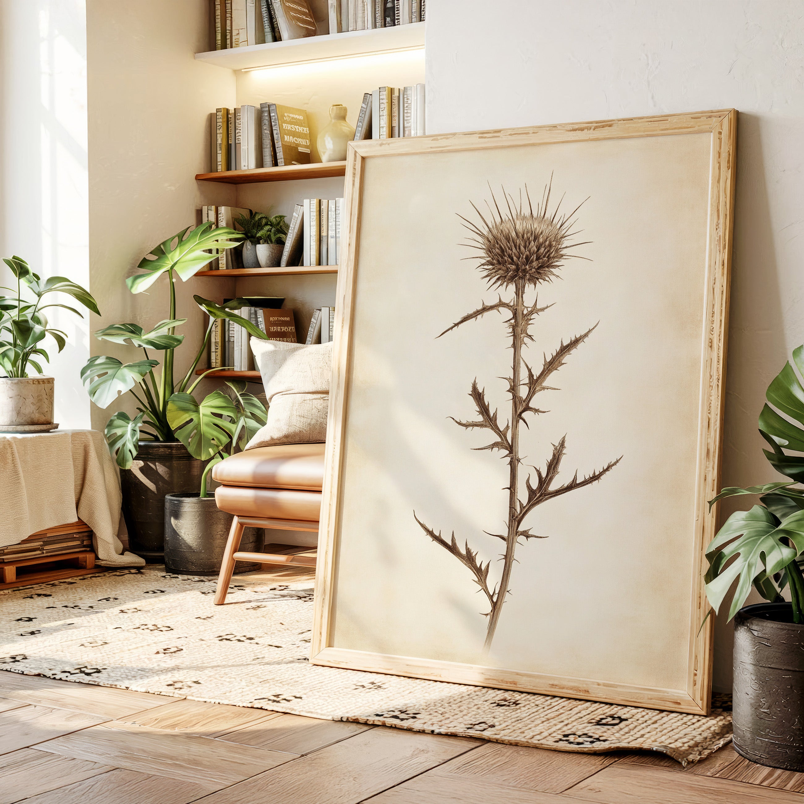 Gallery image 2 for Vintage Thistle Botanical Print – Rustic Western Floral Wall Art