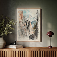 Gallery image 12 for Alpine Canyon Watercolor Print – Mountain Cliff Wall Art