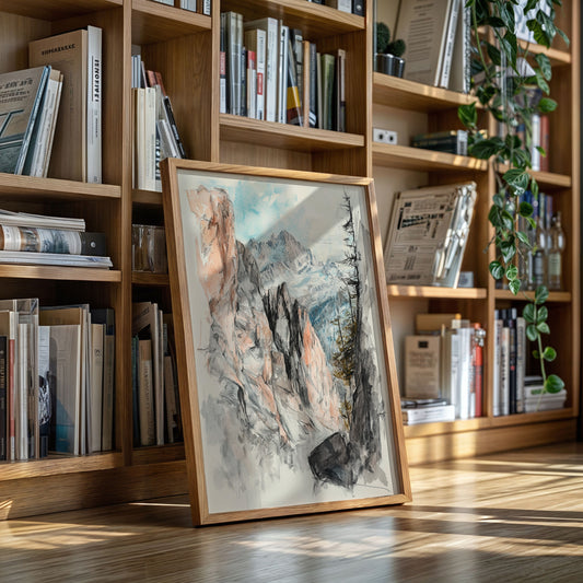 Gallery image 15 for Alpine Canyon Watercolor Print – Mountain Cliff Wall Art