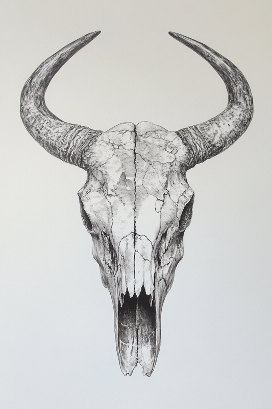 Gallery image 3 for Western Bull Skull Line Art Print – Rustic Cowboy Wall Decor