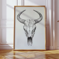 Gallery image 6 for Western Bull Skull Line Art Print – Rustic Cowboy Wall Decor