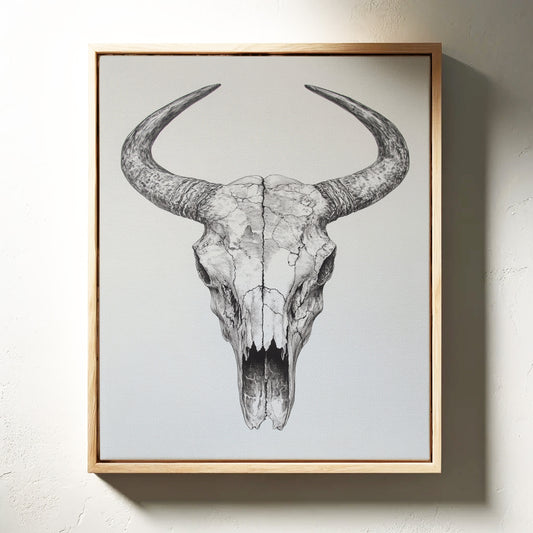 Gallery image 8 for Western Bull Skull Line Art Print – Rustic Cowboy Wall Decor
