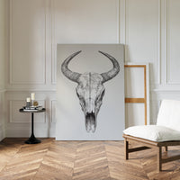 Gallery image 10 for Western Bull Skull Line Art Print – Rustic Cowboy Wall Decor