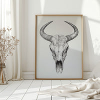 Gallery image 11 for Western Bull Skull Line Art Print – Rustic Cowboy Wall Decor