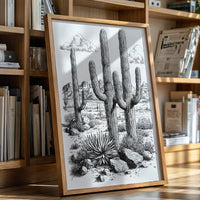 Gallery image 1 for Desert Cactus Line Drawing – Southwestern Saguaro Wall Art