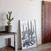 Gallery image 3 for Desert Cactus Line Drawing – Southwestern Saguaro Wall Art