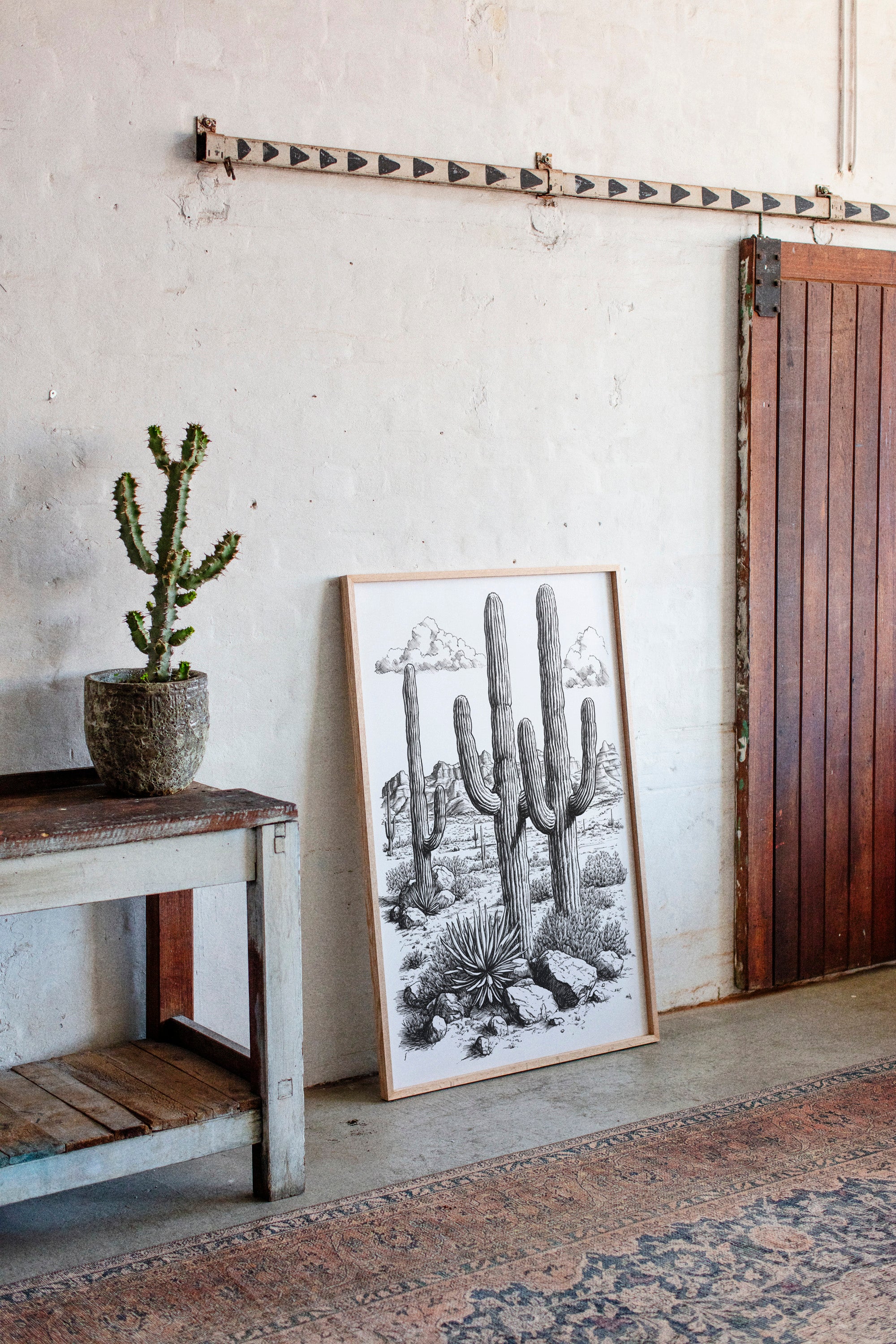 Gallery image 3 for Desert Cactus Line Drawing – Southwestern Saguaro Wall Art