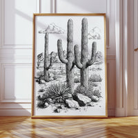Gallery image 4 for Desert Cactus Line Drawing – Southwestern Saguaro Wall Art