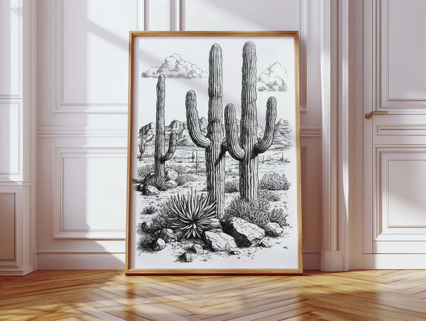 Gallery image 4 for Desert Cactus Line Drawing – Southwestern Saguaro Wall Art