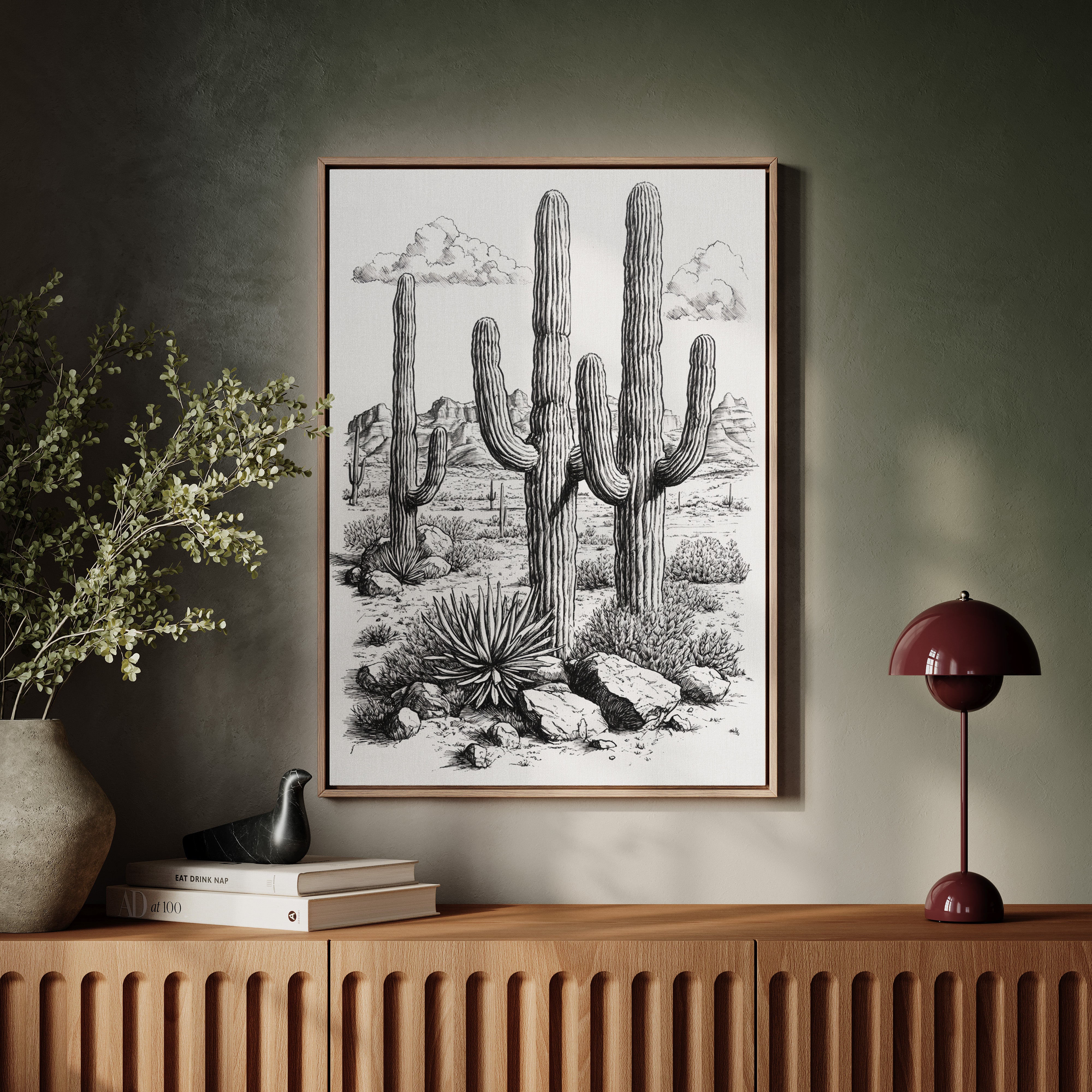 Gallery image 8 for Desert Cactus Line Drawing – Southwestern Saguaro Wall Art
