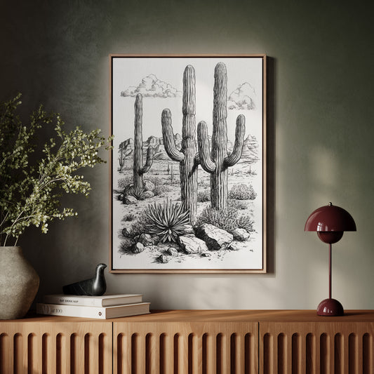 Gallery image 8 for Desert Cactus Line Drawing – Southwestern Saguaro Wall Art