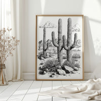 Gallery image 11 for Desert Cactus Line Drawing – Southwestern Saguaro Wall Art