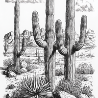 Gallery image 12 for Desert Cactus Line Drawing – Southwestern Saguaro Wall Art