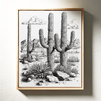 Gallery image 13 for Desert Cactus Line Drawing – Southwestern Saguaro Wall Art
