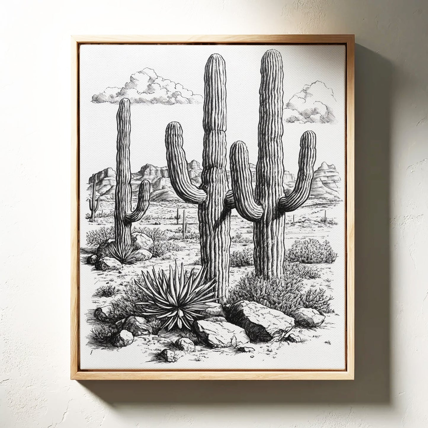 Gallery image 13 for Desert Cactus Line Drawing – Southwestern Saguaro Wall Art