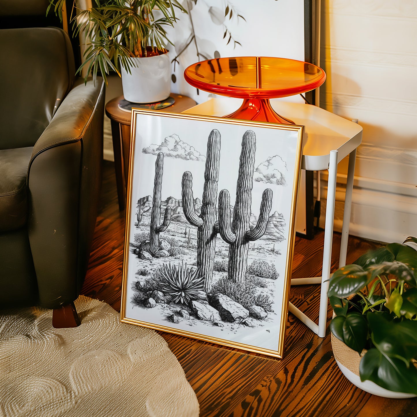 Gallery image 14 for Desert Cactus Line Drawing – Southwestern Saguaro Wall Art