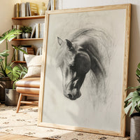 Gallery image 1 for Horse Pencil Drawing – Western Equine Wall Art