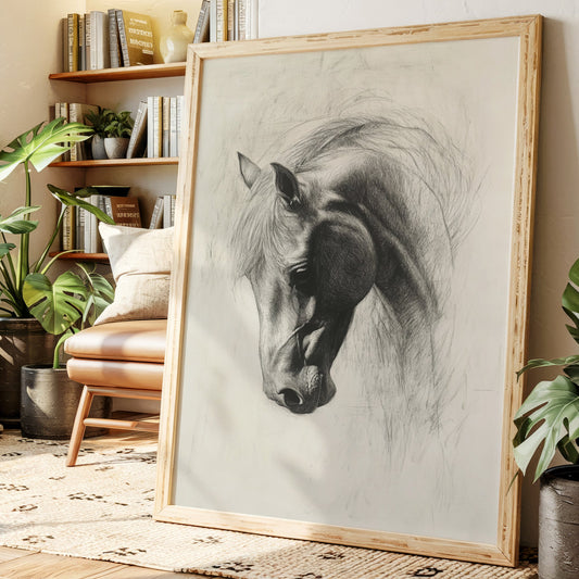 Gallery image 1 for Horse Pencil Drawing – Western Equine Wall Art