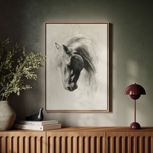 Gallery image 2 for Horse Pencil Drawing – Western Equine Wall Art