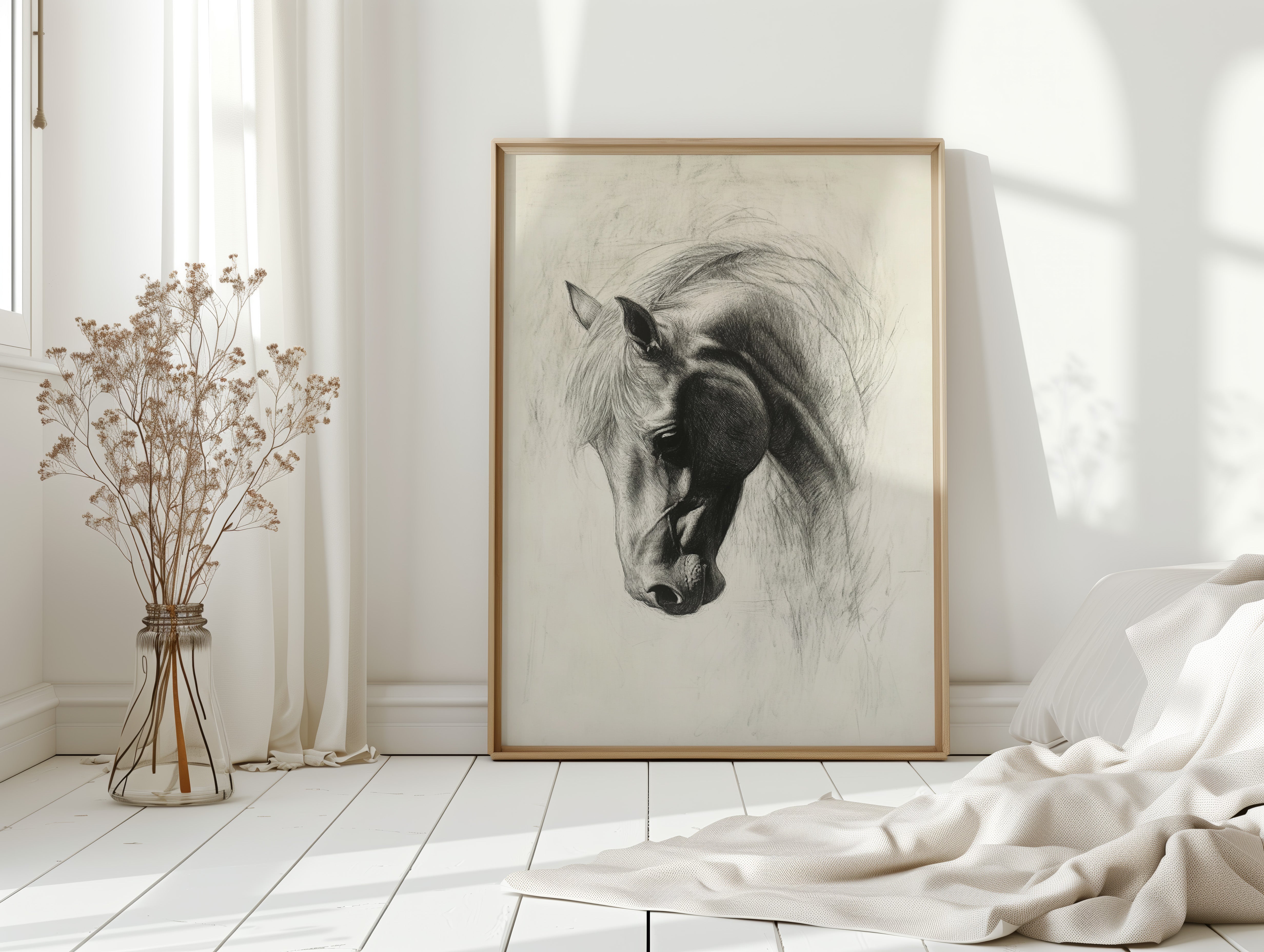 Gallery image 5 for Horse Pencil Drawing – Western Equine Wall Art