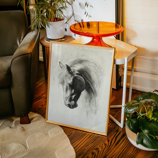 Gallery image 13 for Horse Pencil Drawing – Western Equine Wall Art