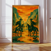 Gallery image 3 for Skeleton Riders at Sundown – Surreal Western Desert Cowboy Art Print