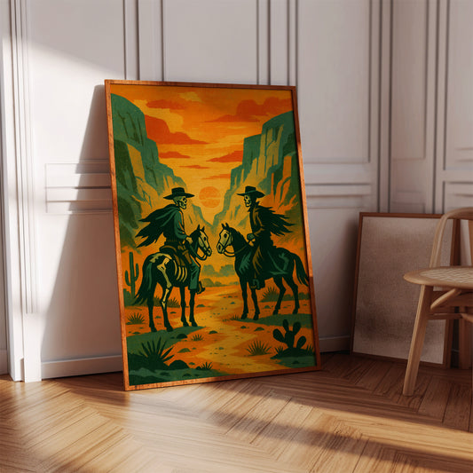 Gallery image 9 for Skeleton Riders at Sundown – Surreal Western Desert Cowboy Art Print