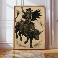 Gallery image 8 for Skeleton Bull Rider – Vintage Western Rodeo Skull Art Print