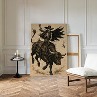 Gallery image 10 for Skeleton Bull Rider – Vintage Western Rodeo Skull Art Print