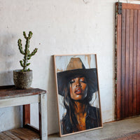 Gallery image 4 for Cowgirl Serenity – Bold Black Western Beauty Portrait Canvas