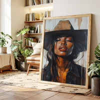 Gallery image 5 for Cowgirl Serenity – Bold Black Western Beauty Portrait Canvas