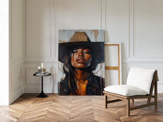 Gallery image 6 for Cowgirl Serenity – Bold Black Western Beauty Portrait Canvas