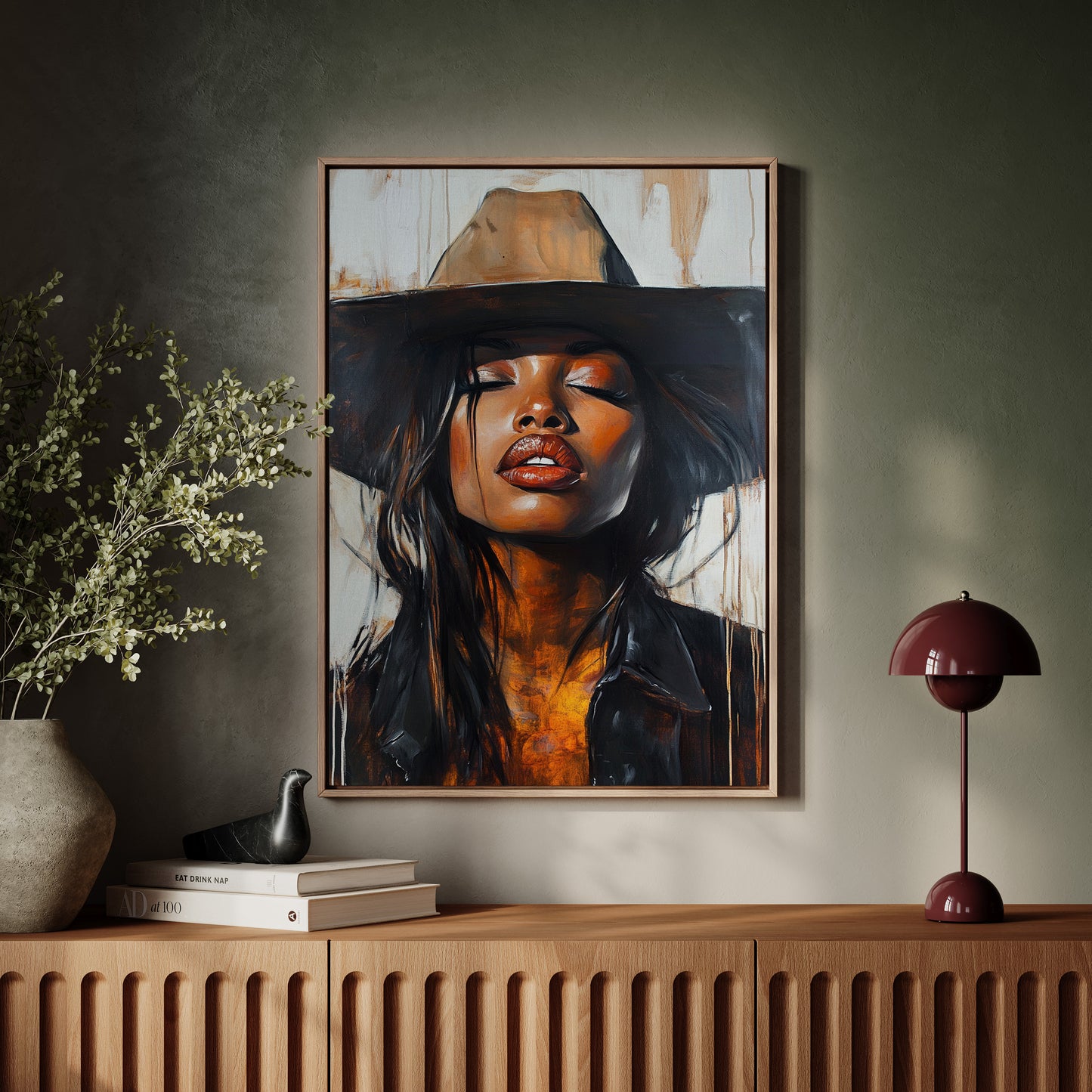 Gallery image 7 for Cowgirl Serenity – Bold Black Western Beauty Portrait Canvas