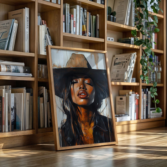 Gallery image 9 for Cowgirl Serenity – Bold Black Western Beauty Portrait Canvas