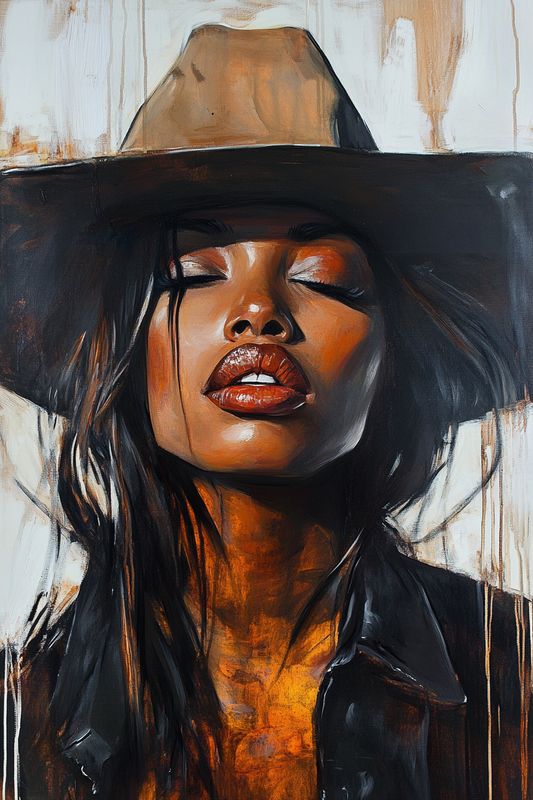 Gallery image 10 for Cowgirl Serenity – Bold Black Western Beauty Portrait Canvas