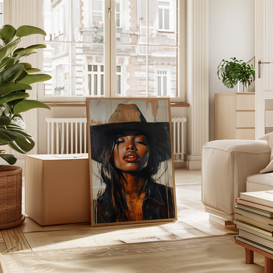 Gallery image 12 for Cowgirl Serenity – Bold Black Western Beauty Portrait Canvas