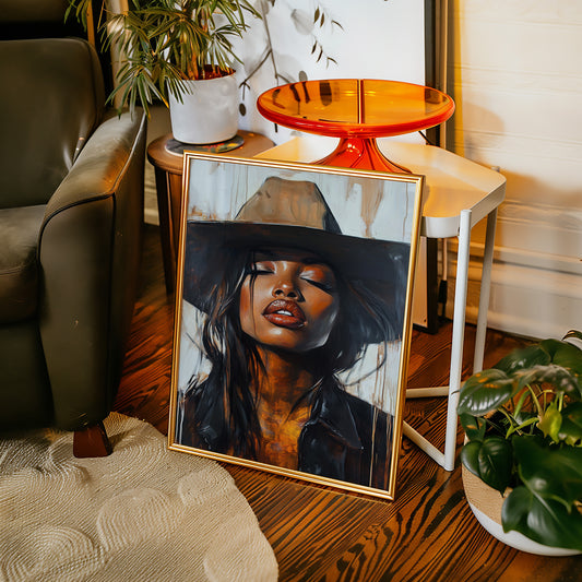 Gallery image 13 for Cowgirl Serenity – Bold Black Western Beauty Portrait Canvas