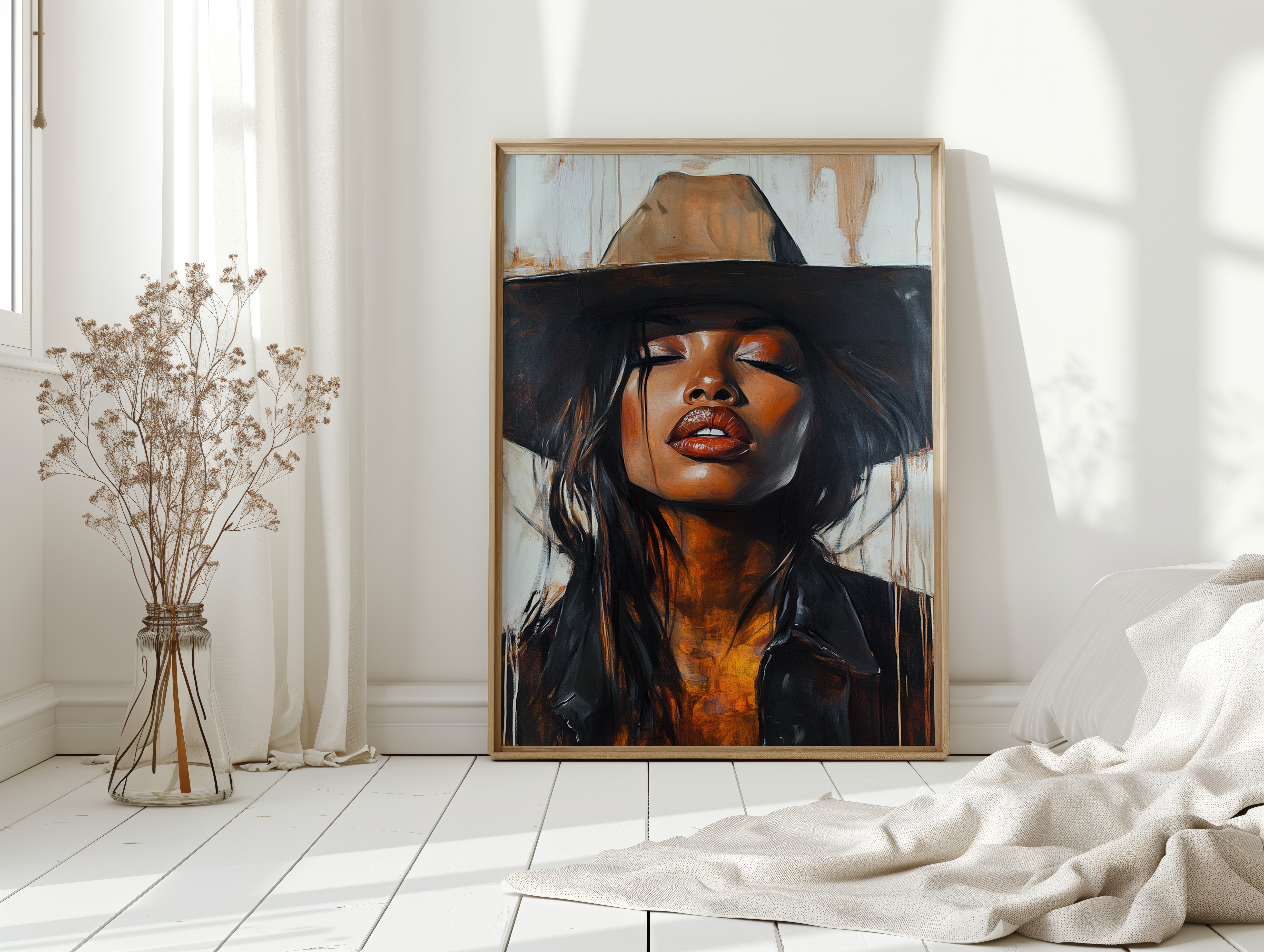 Gallery image 14 for Cowgirl Serenity – Bold Black Western Beauty Portrait Canvas