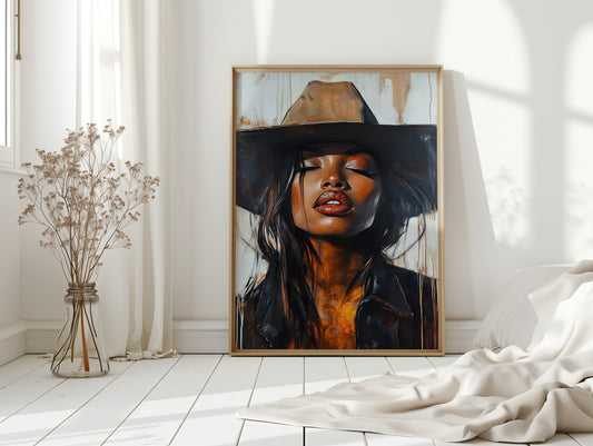 Gallery image 14 for Cowgirl Serenity – Bold Black Western Beauty Portrait Canvas