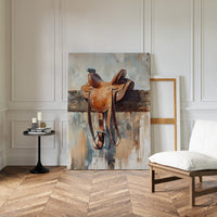 Gallery image 6 for Resting Leather – Western Saddle on Fence Painting