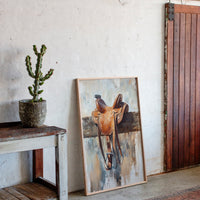 Gallery image 9 for Resting Leather – Western Saddle on Fence Painting